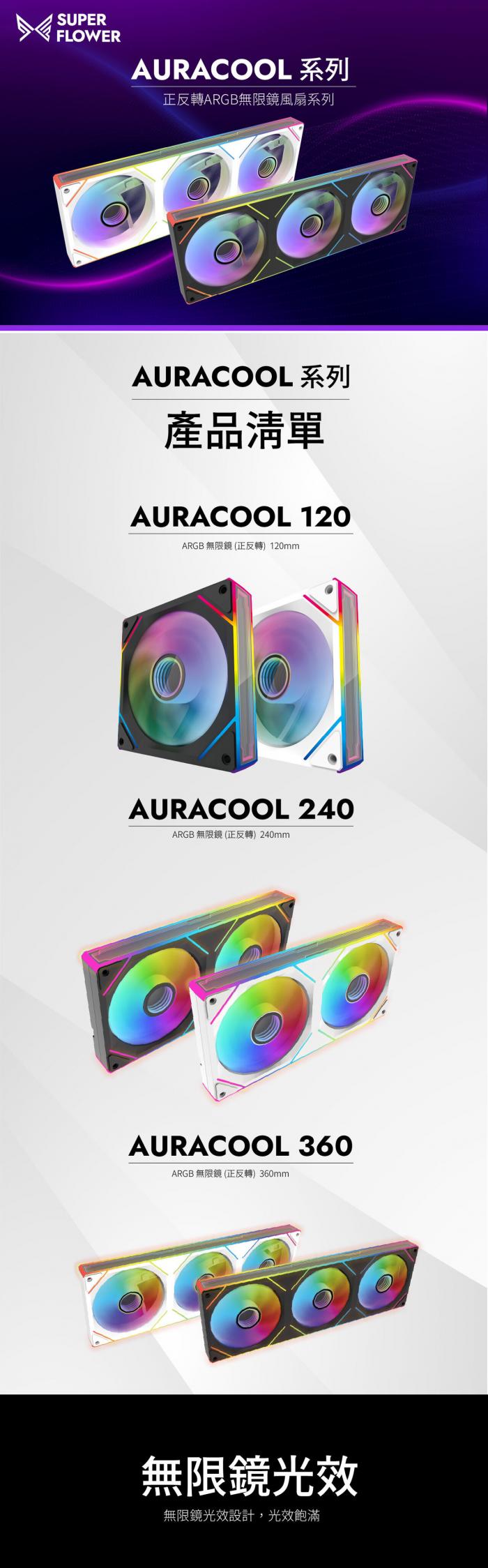 振華 Auracool 120BK 正 無限鏡風扇