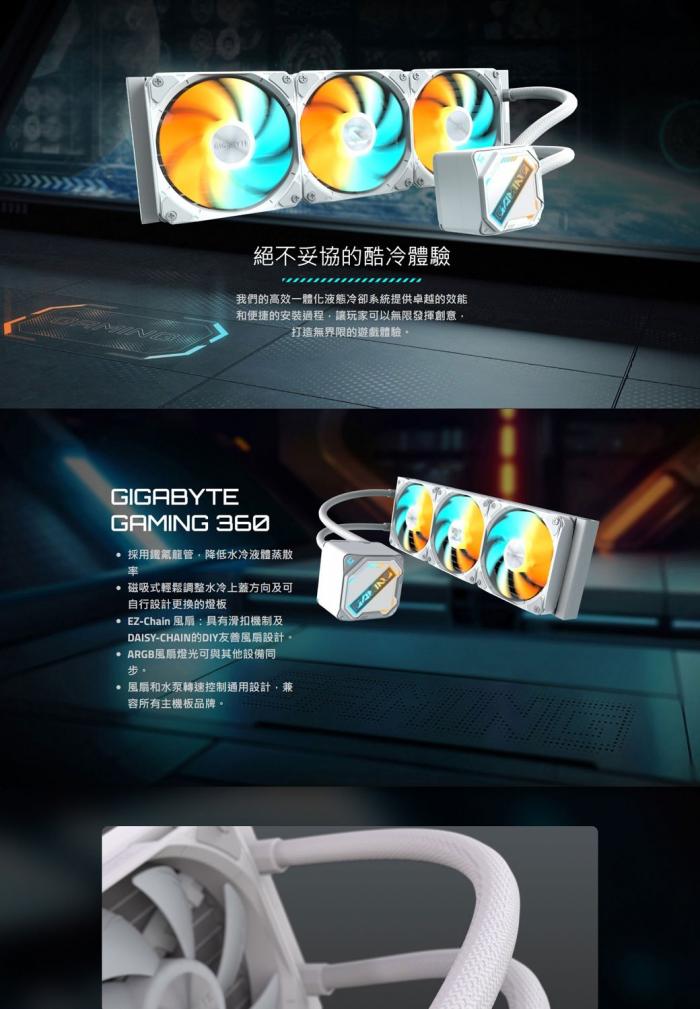 優惠加購 技嘉 GAMING 360 (白)飛鷹水冷 任搭技嘉主機板