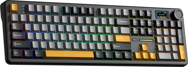 狼蛛 AULA F108pro (黑+灰+黄) (收割者軸-繁中) ❰三模❱ 繁中