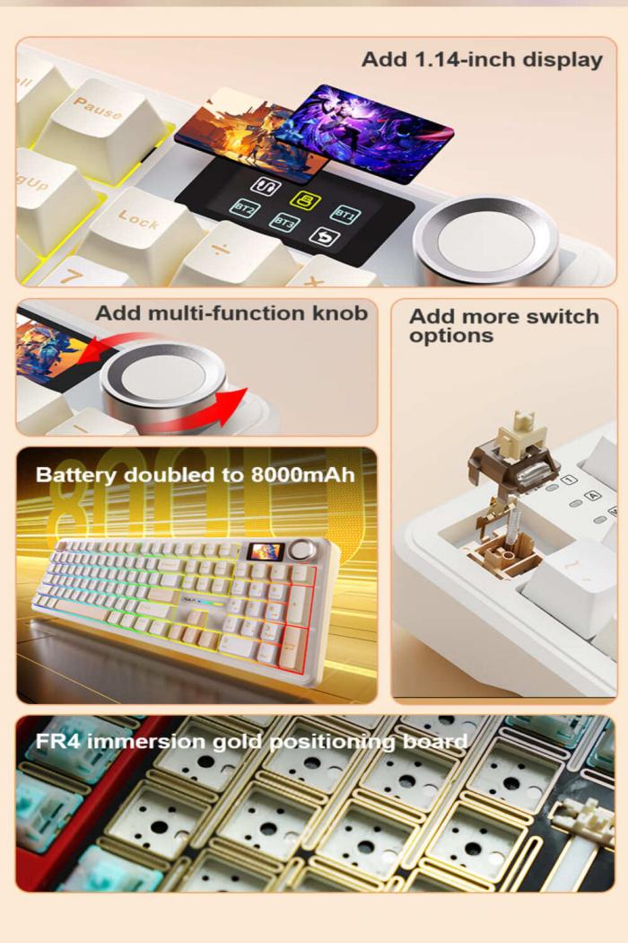 狼蛛 AULA F108pro (淺藍+白+黑紫 ) (收割者軸-繁中) ❰三模❱