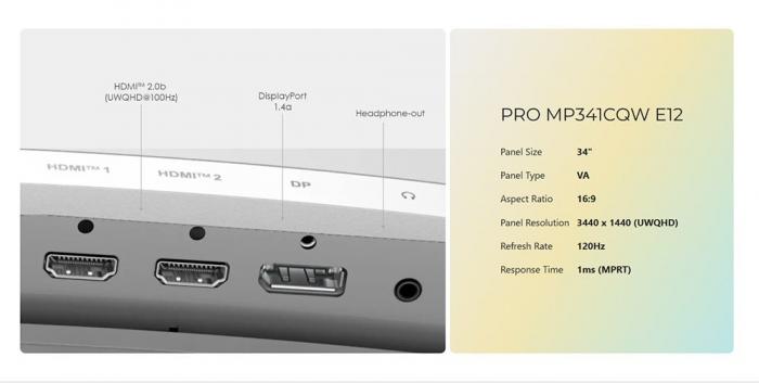 MSI PRO MP341CQW E12 34吋 曲面螢幕