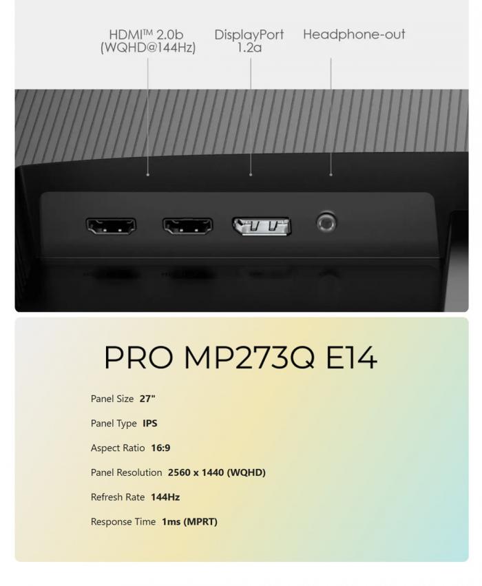 MSI PRO MP273Q E14  螢幕