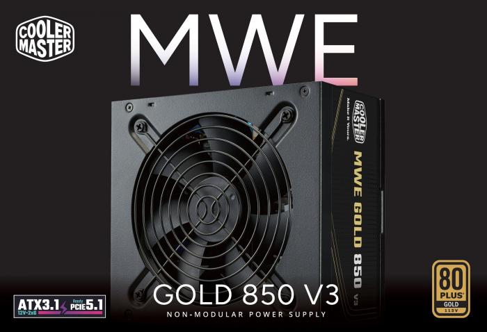 酷碼MWE GOLD 850W V3 ATX3.1 黑 直出線 金牌