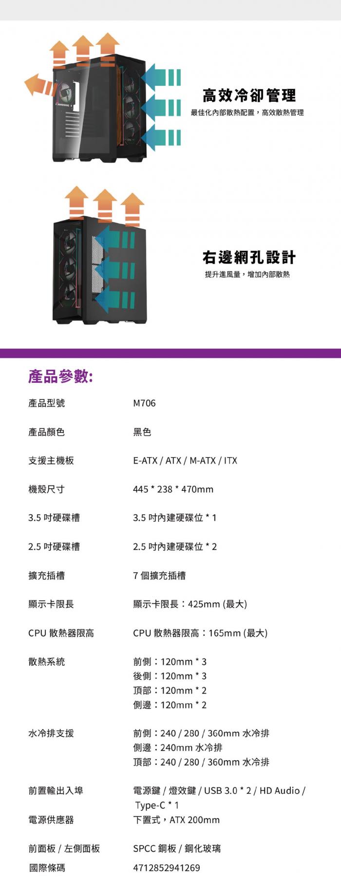 振華 M706 木紋質感前面板 機殼