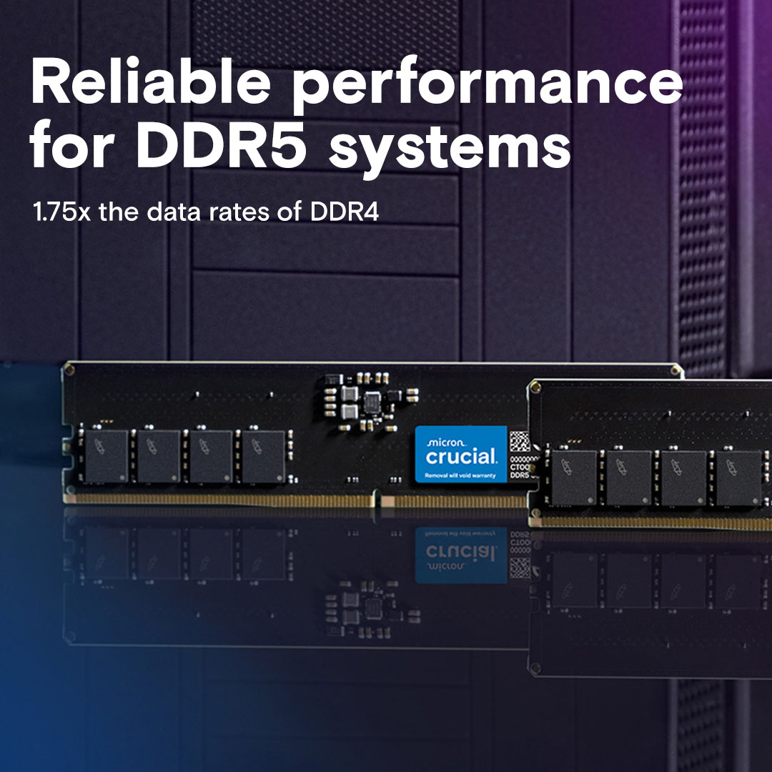 美光 Micron Crucial 16GB DDR5 5600/CL46 無散熱片 CT16G56C46U5