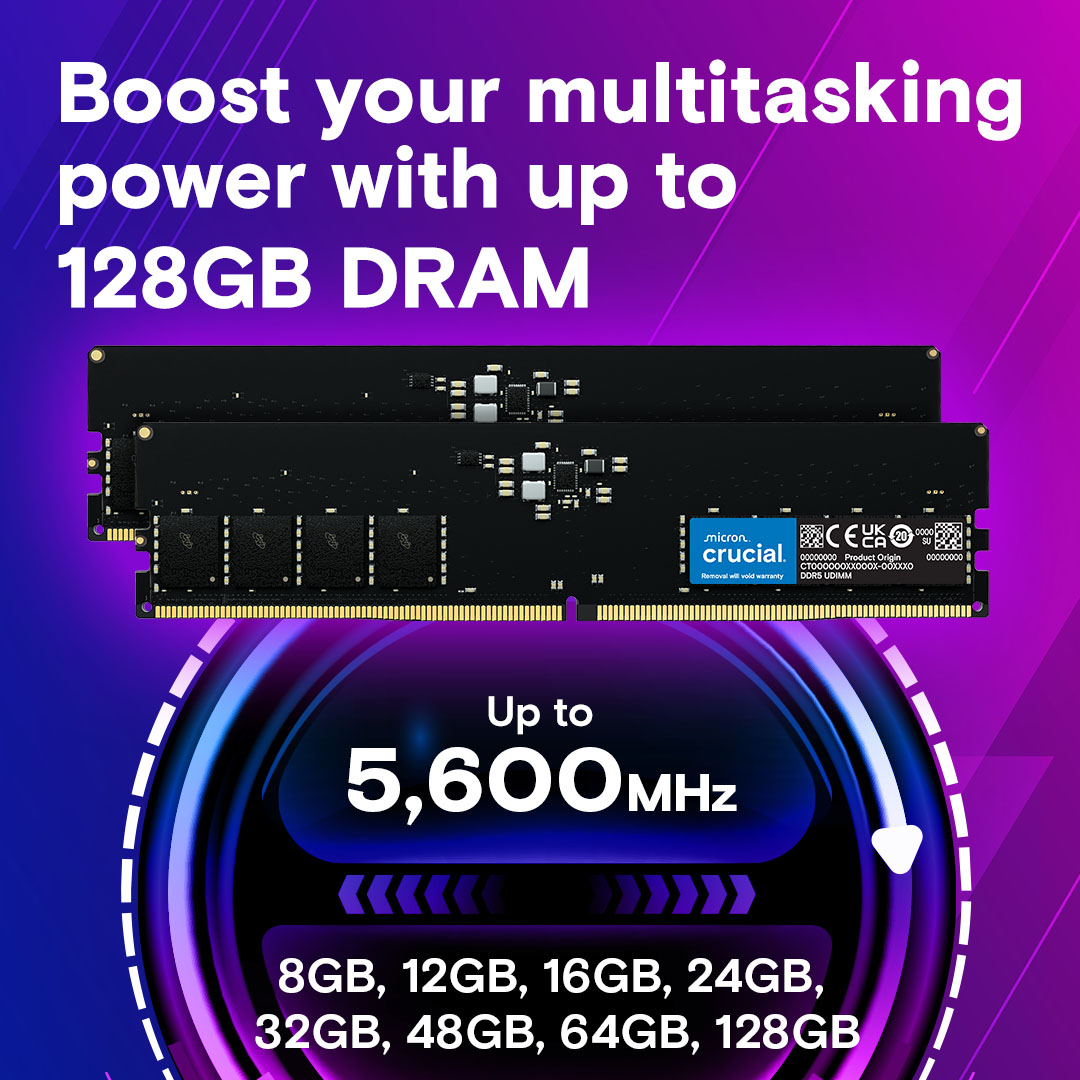 美光 Micron Crucial 16GB DDR5 5600/CL46 無散熱片 CT16G56C46U5