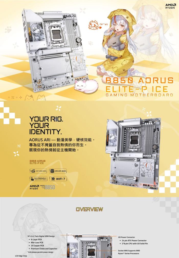 技嘉 B850 AORUS ELITE-P ICE 大雕妹 Wi-Fi 7