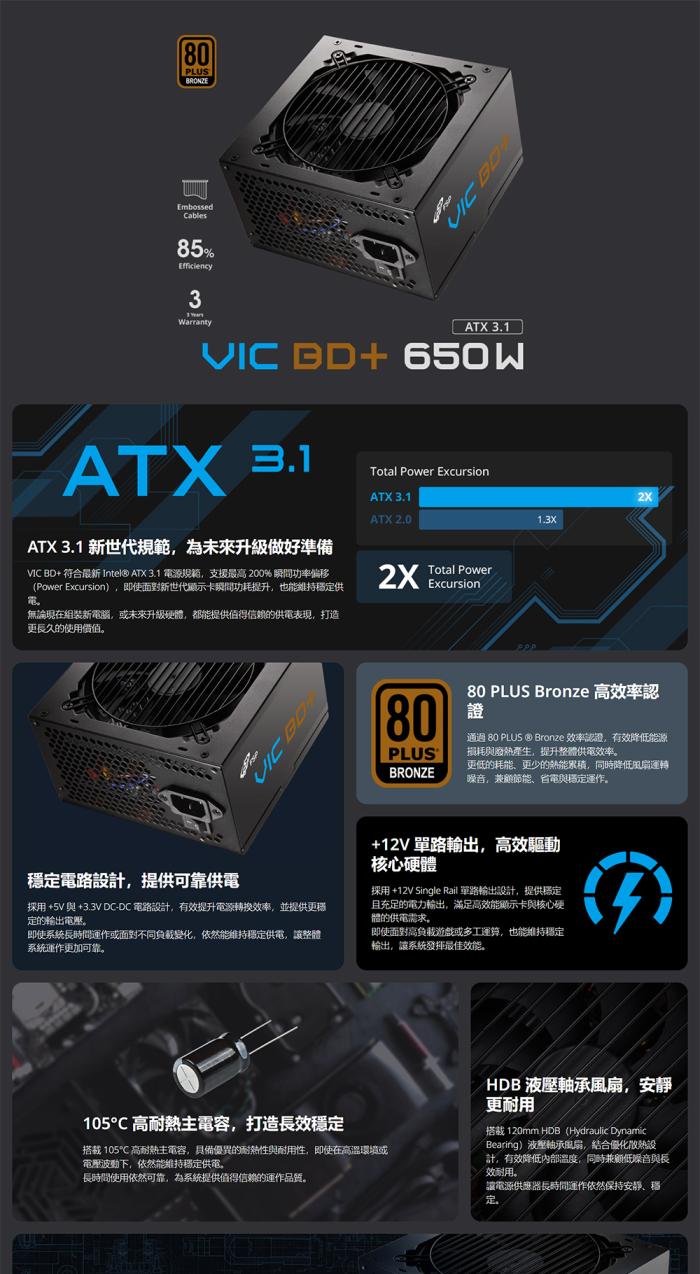 全漢 VIC BD+ 650W 銅牌/直出