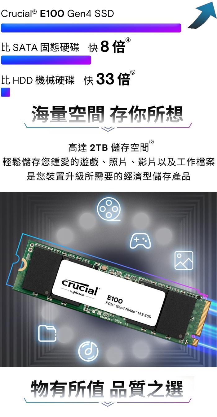 Micron 美光 E100 480G M.2 PCIe Gen4 工業包 限搭板